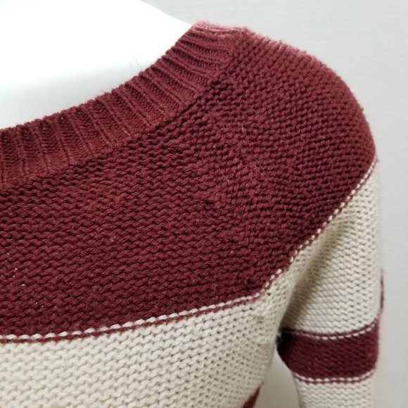 Essentials by Full Tilt sweater Small varsity striped knit pullover step hem - Picture 6 of 12